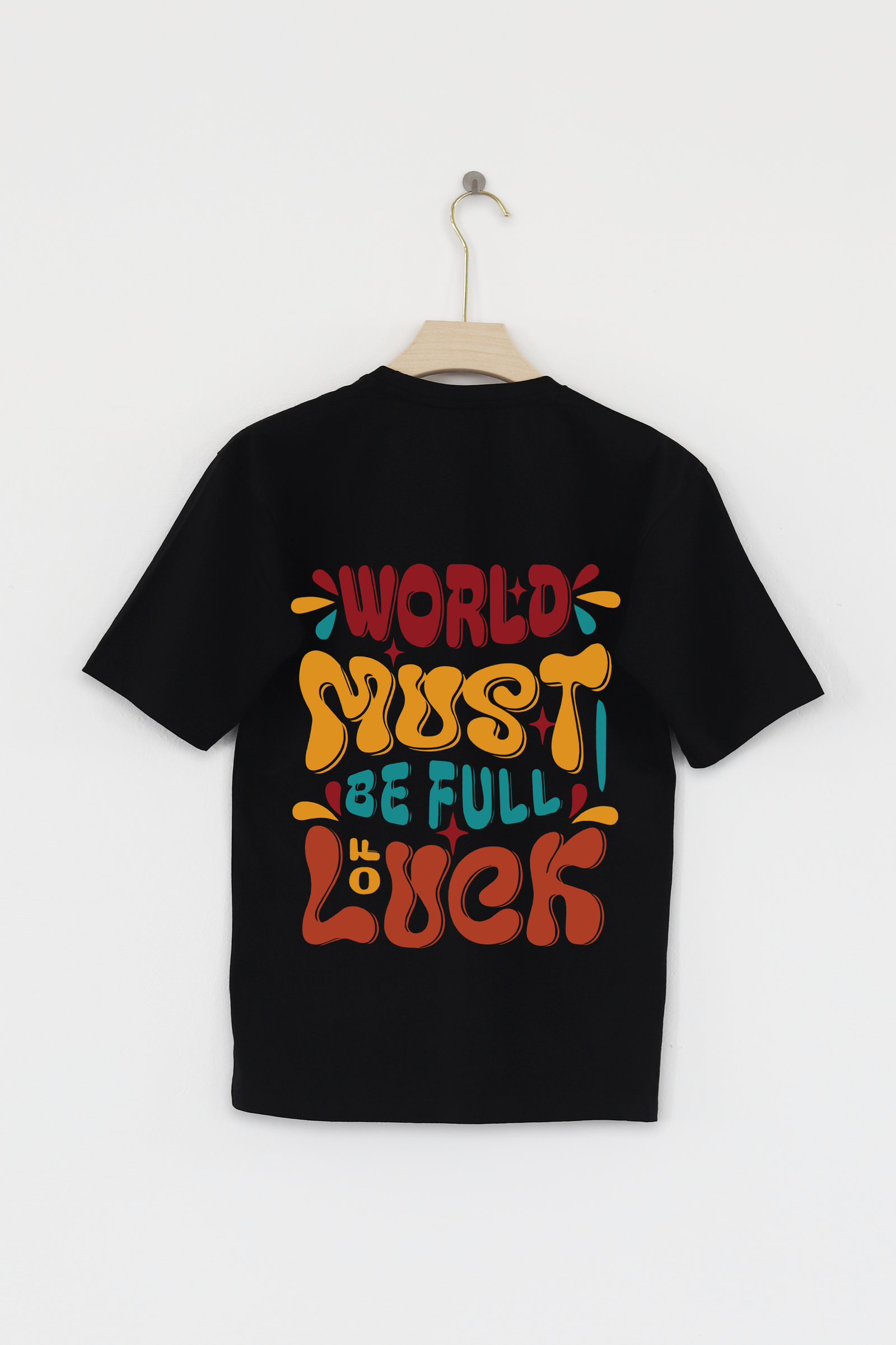 Oversized Unisex -  Cotton Printed Luck (Black)